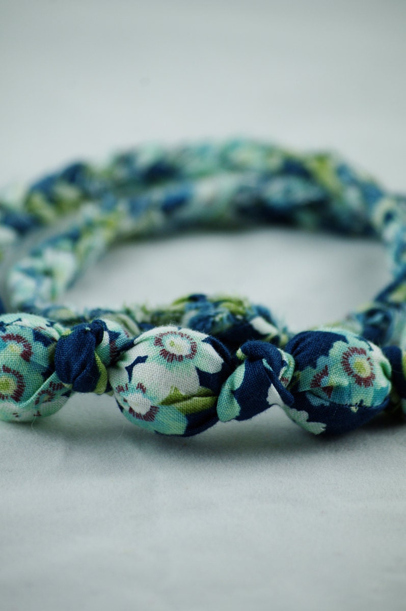 Blue Green Hip and Stylish Fabric Nursing Babywearing Necklace Beads Vegan