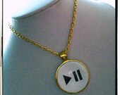 NEW Play Pause Glass Cabochon Necklace