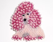 Pale Pink Delica Beaded MINIATURE POODLE pin pendant for Valentine's Day (Ready to ship)