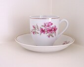 Vintage Child's China Tea Cup and Saucer Pink Flower