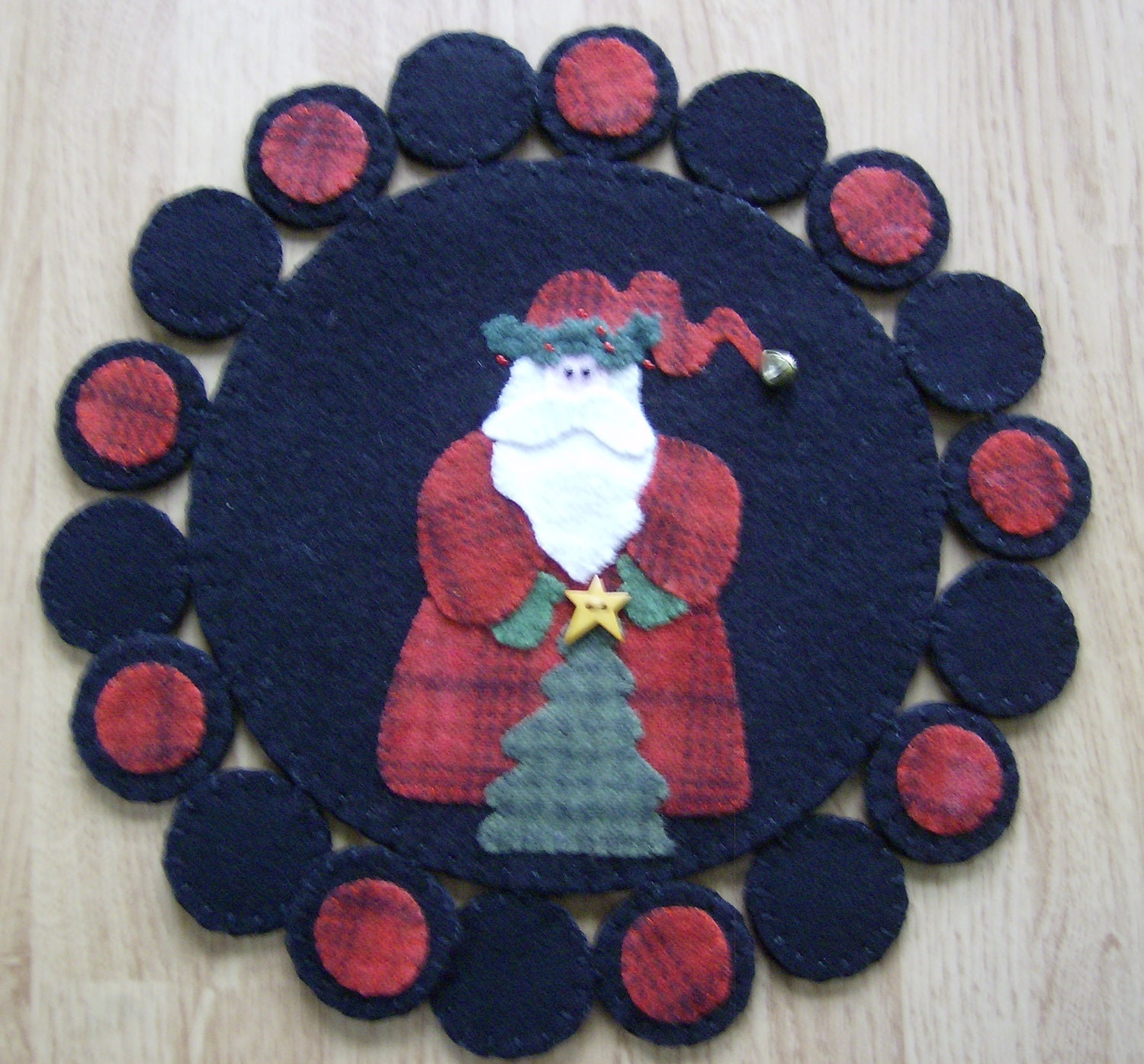 Santa Clause Wool Penny Rug