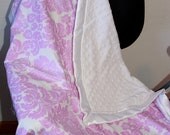 Lavender and White Minky Blanket - 38"x34"  READY TO SHIP