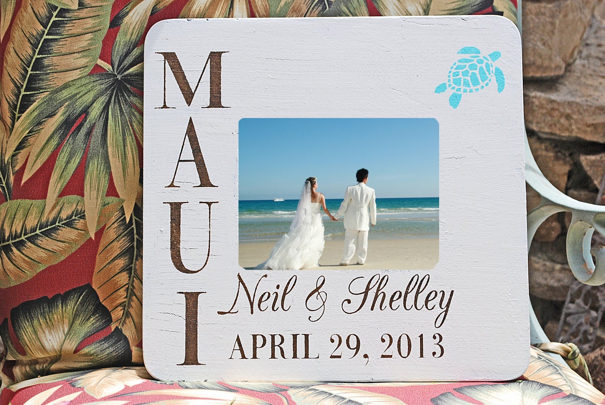 Wedding Signs Beach Wedding Picture Frame  HONEYMOON 12x11.5