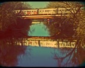 Train photograph chicago train art  train wall decor chicago photography brown line L CTA train over water 8 x 10 matted print