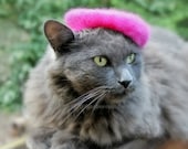 Raspberry Beret - Pink Flambe Wool Felted Beret - French Cat Beret