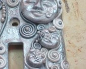 Silvery Moon Goddess Polymer Clay Light Switch Plate Cover