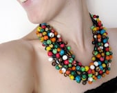 Multistrand Statement Necklace, Chunky Bead Jewelry, Big Acai Necklace, Adjustable Necklace, Mexican Style Necklace, Boho Necklace