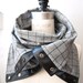 Black and gray squares Chunky wool circular infinity scarf