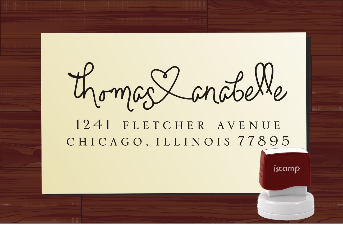 Calligraphy Handwriting Script Custom Return Address Stamp - Personalized SELF INKING Wedding Stationery Stamper - Style 9013Z