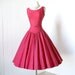 SALE 25 percent off with code vintage 1950's dress ...beautiful CORAL RED cotton shelf-bust full circle skirt pin-up dress & bolero jkt