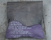 Studio SALE Clutch Bag/ Women's Bags and Purse's/ Gray Leather Canvas Clutch Bag/ Edgy Bags/ Fashion Accessories / Leather Clutch