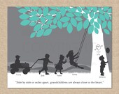 Gift for Mother's Day / Grandchildren Art Print- Personalized Silhouette Print featuring Nana & Grandpa's grandchildren, 11x14