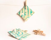 Fabric Coasters Wedding Favor Spring Wedding Gift Idea Light yellow blue turquoise Batik Cup Mat Mug Rug  by Chapulin ( set of 4 )