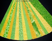 Green Yellow Fabric Jelly Roll Quilt Strip Pack Cotton Quilting Fabric Die Cut No Dups