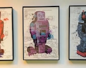 Framed Toy Robot Print Trio