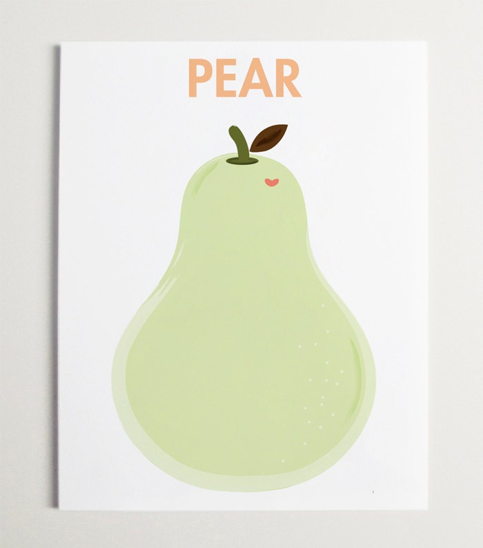 Wall Art, Nursery Wall Art, Pear Print, Fruit Art, Nursery Print, Modernpop