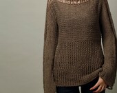 Hand Knit Woman Sweater - Eco Cotton Sweater in Barley