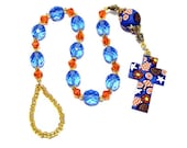 Catholic One Decade Unisex Rosary Chaplet Handmade Polymer Clay Prayer Beads Everything Else Religious Blue Glass Beads