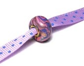 Handmade Large Hole Bead Pink Purple Polymer Clay Gold Grommets Pink Microglitter Jewelry Bead Supplies