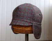 Winter weight cycling cap with earflaps: mens cycling hat, womens cycling hat - small
