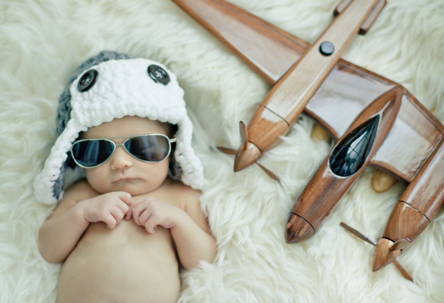 READY TO SHIP - Newborn aviator hat - you choose the color, newborn to toddler sizes available