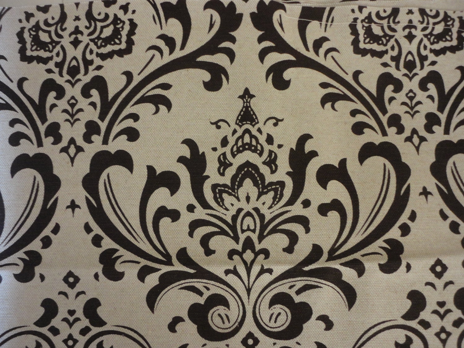 Upholstery Fabric, Dark Chocolate Brown, Oatmeal Baroque
