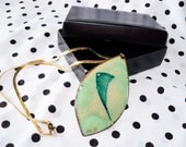 SALE Vintage Large Reversable Handmade Copper Enamel Pendant
