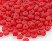 Czech Glass Washer Red Flat Round 4mm  Bead SALE- 50  (ST161-50)