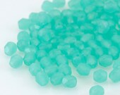 Round 4mm Faceted Czech Glass bead Fire Polish AlabasterMatte Green  - 50  (ST228)