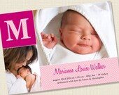 Dotted Monogram Baby Girl Birth Announcement Photo Personalized Printable (Digital File) Il_170x135