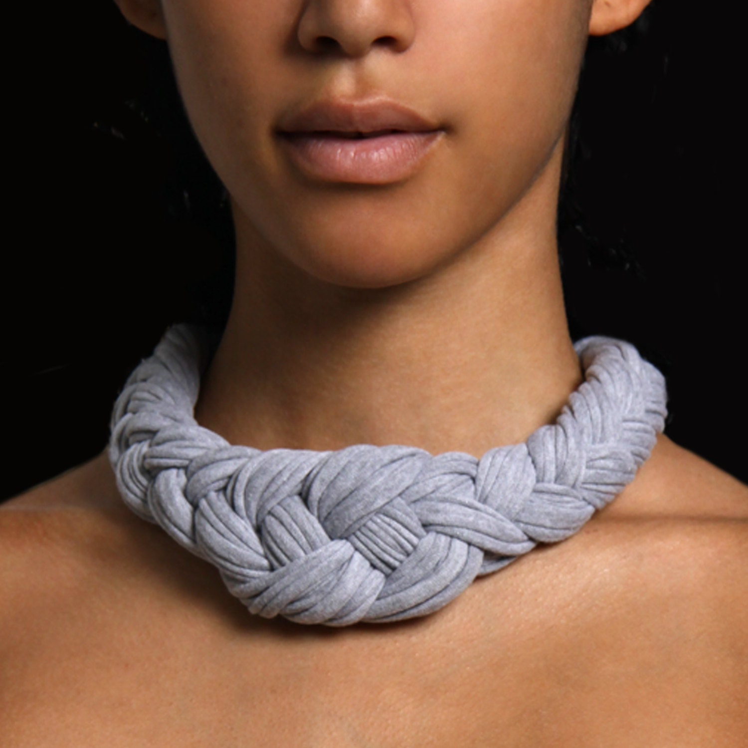 Collar Necklace Braided Knotted Choker Tribal Fabric Jewelry Neckpiece African Heather Grey Braid Spring Fashion Jewelry Summer CIJ