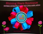 Hair Bows - Baby Girl Hair Accessories - Mini Shocking Pink And Turquoise Blue 'Sun Kissed Sweetie' Flower Loop Boutique Loopy Hairbow