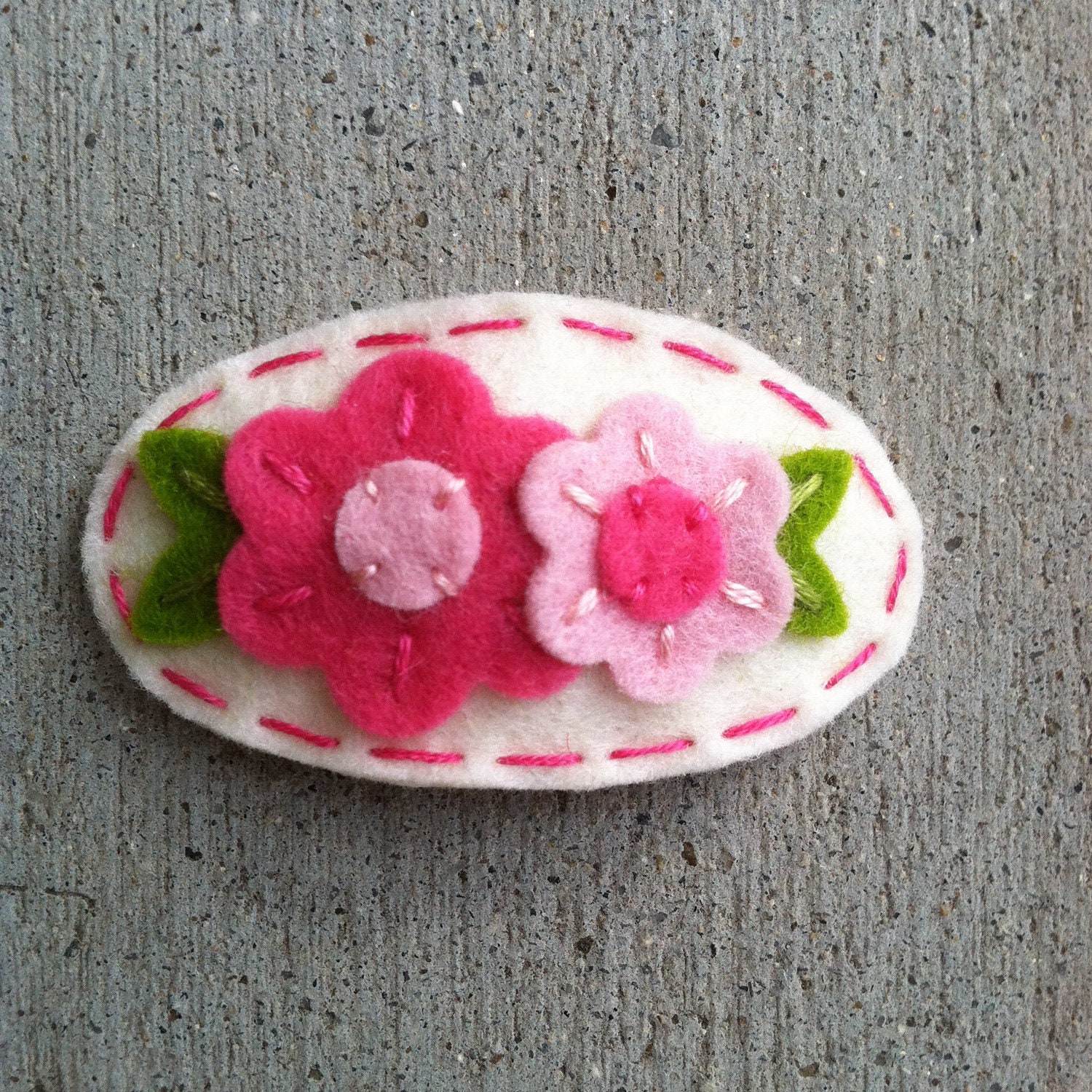 Petite Bouquet Pink Flower Cream Wool Felt Hair Clip