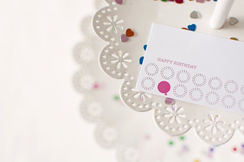 Pink Balloon Birthday - Mini Note Cards (set of 10 cards)