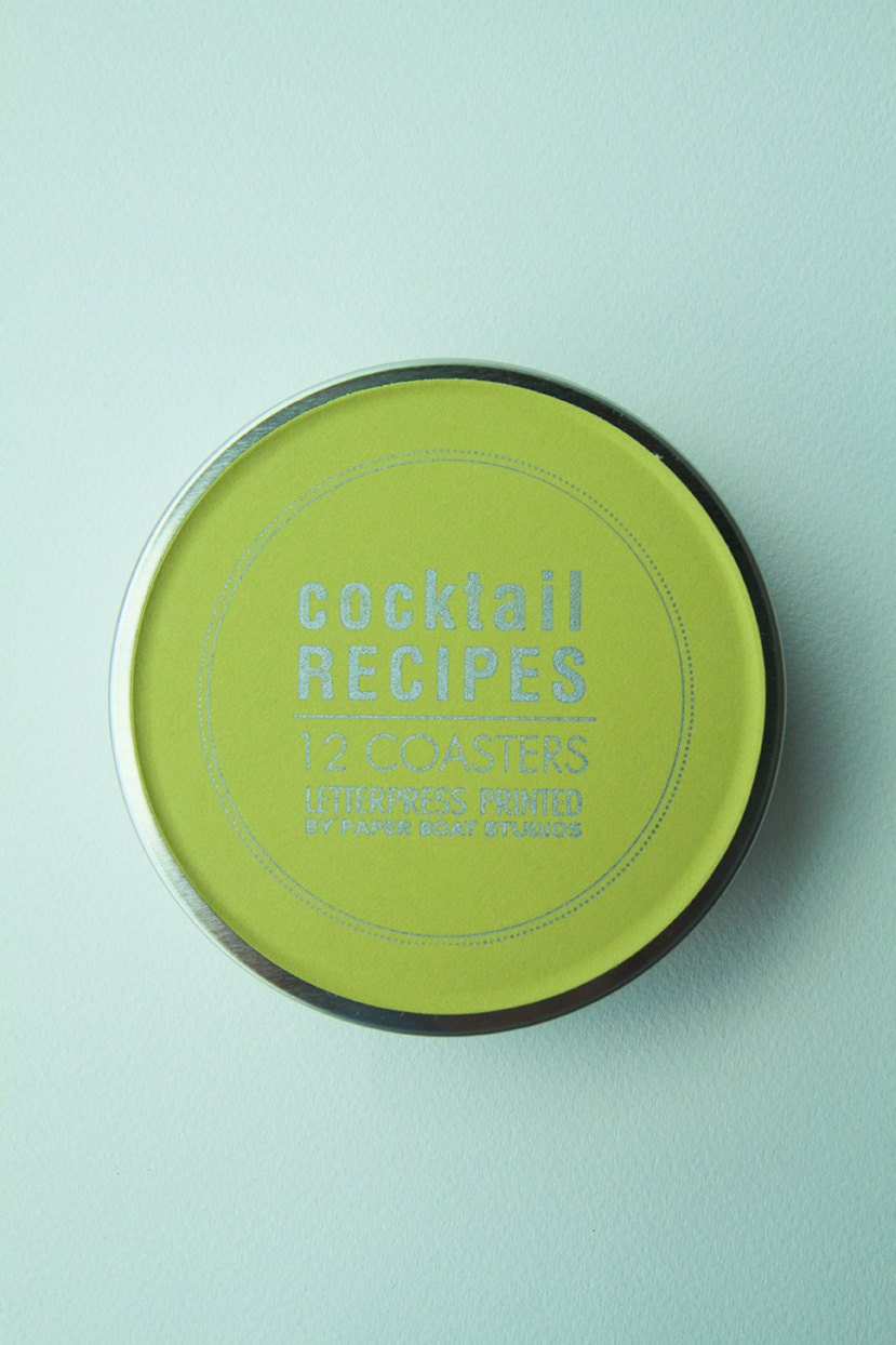 Letterpress Cocktail Recipe Coasters