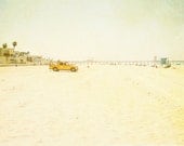 California Photography, Vintage Inspired, Beach, Ocean, Sand, Lifeguard, Soft, Wall Decor, Chic - Huntington Forever (8x10) Fine Art Print