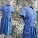 vintage 40s Dress - Blue and Black Plaid Shirt Dress Sz L