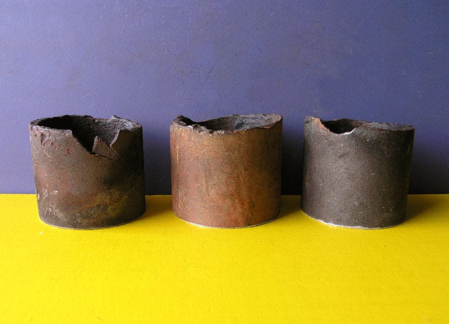 Industrial Candle Holder, Rustic Decor, Upcycled Metal Container, Unisex Gift Idea