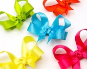 Baby Hair Bows, Set of 6 Satin Hair Bows, 2 inch Satin Bows, Infant Hair Bows, Choose from 52 colors, for newborn, baby, toddler, girls