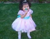 Flower Petal Dress, Flower Girl Dress, Wedding, Special Occasion, Pale Pink, Aqua, Sizes 12 mo to 8