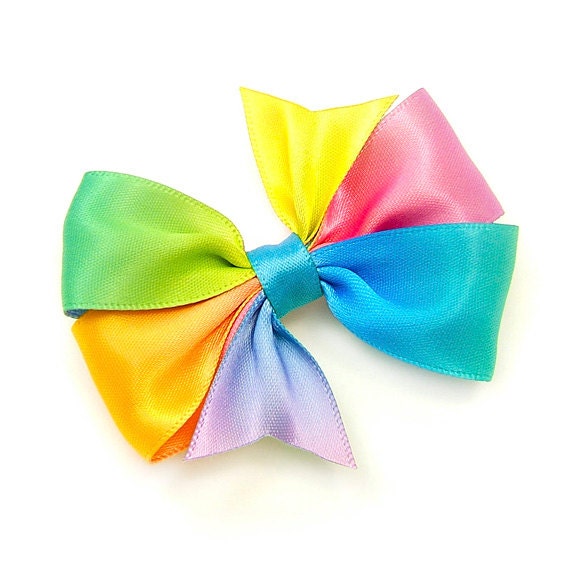 Ombre Rainbow Hair Bow, Rainbow Ombre Satin Hair Bow, 2.5 inch Bow, Pinwheel Bow, Baby, Toddler, Girls Hair Accessory