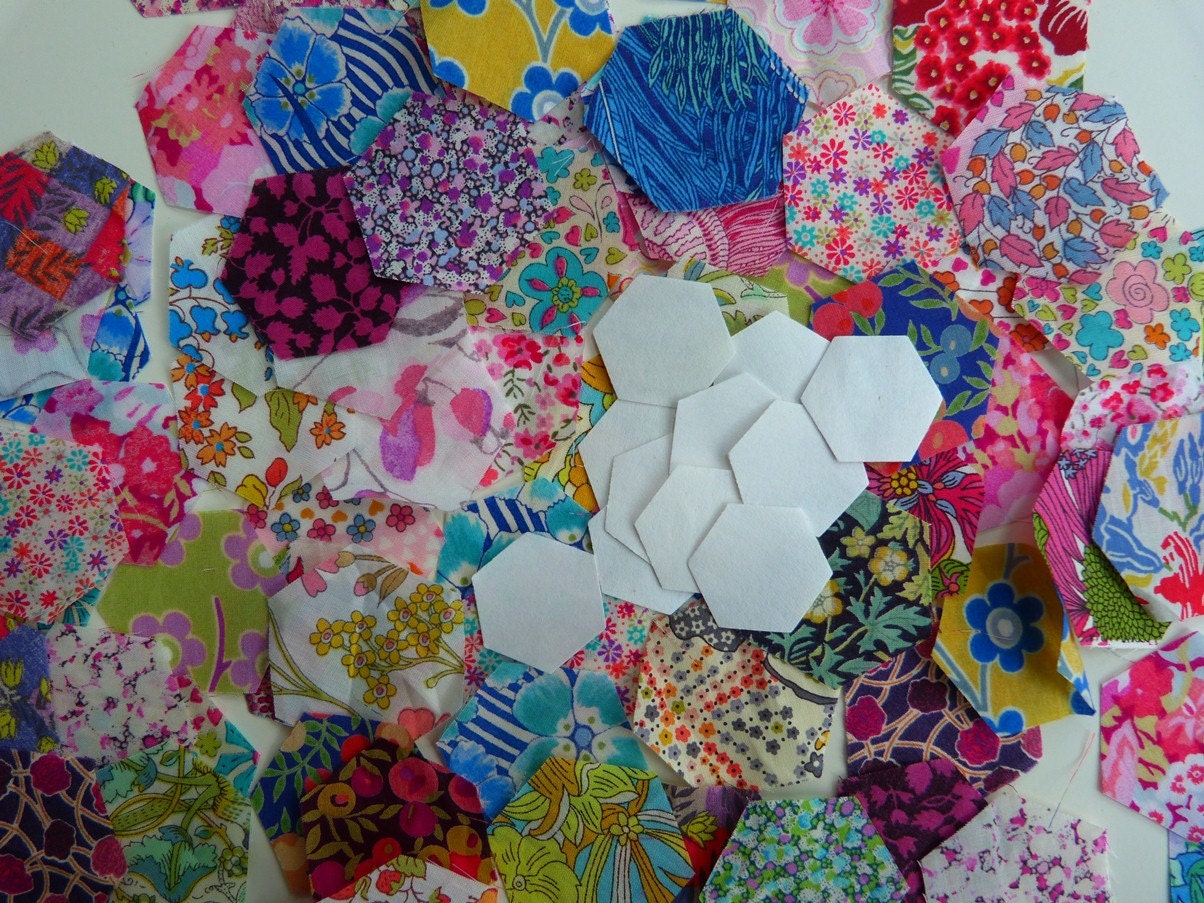 Liberty fabric hexagon starter pack - 100 Liberty tana lawn die cut hexagons and papers