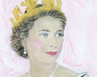 Pink Queen Painting Modern Mixed Media