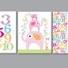 Kids Wall Art-girls- abc elephant art print set