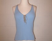 Sale - Vintage Tank Top / Sky Blue / Sleeveless Shirt / BOHO Fashion / S / M