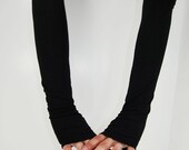 Elegant Black Arm Warmers - Extra Long Fingerless Gloves