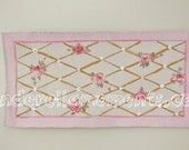 Pink Shabby Chic Rose Trellis Hand Painted Rug