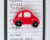 Cute Car magnet - red VW bug, kitchen decor, little red car