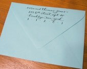 CUSTOM CALLIGRAPHY rubber address stamp- 'Katie elongated' font