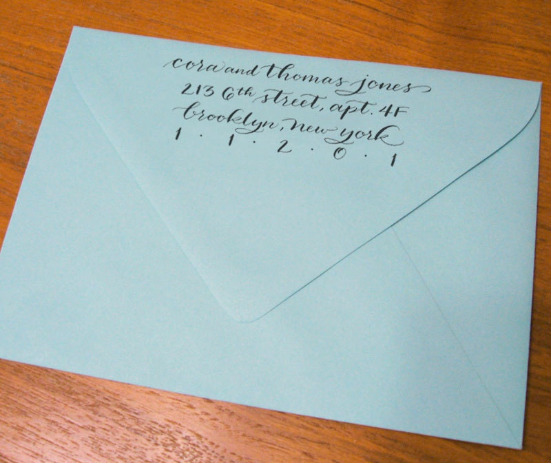 CUSTOM CALLIGRAPHY rubber address stamp- 'Katie elongated' font